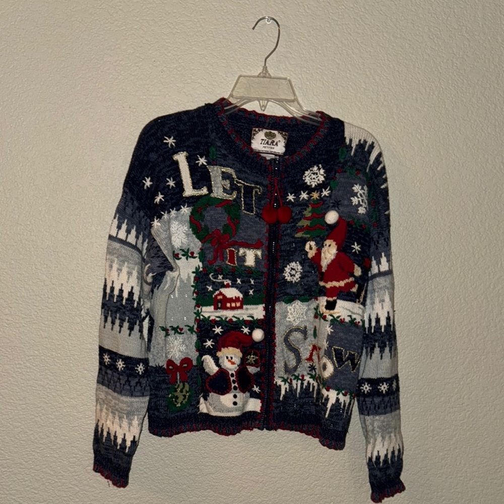 Tiara Festive Sweater - Navy and Red